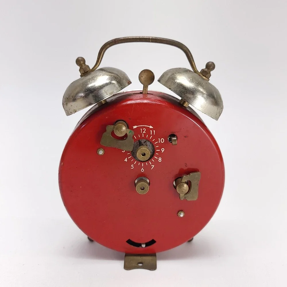 Robert Shawn Lux ALARM Clock American Eagle Americana 2 Bell Red NOT WORKING